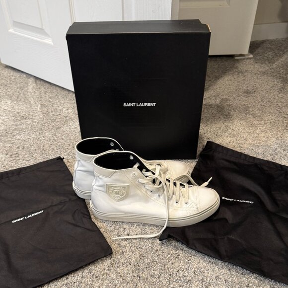 Saint Laurent Distressed Leather High Tops - Picture 1 of 7